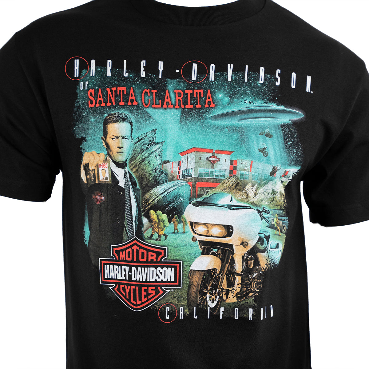 Harley-Davidson® of Santa Clarita Shirt Short Sleeve UFO Detective Files Black
