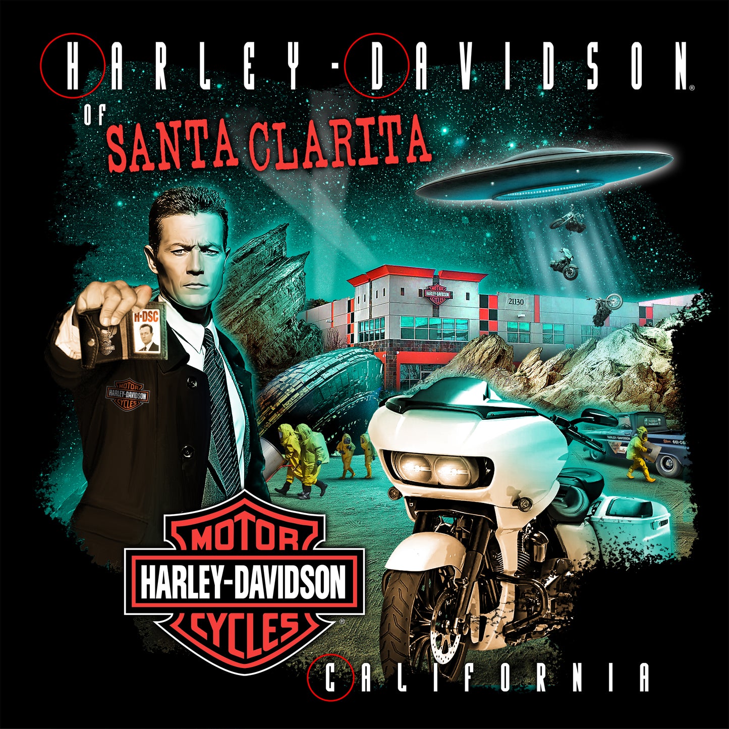 Harley-Davidson® of Santa Clarita Shirt Short Sleeve UFO Detective Files Black