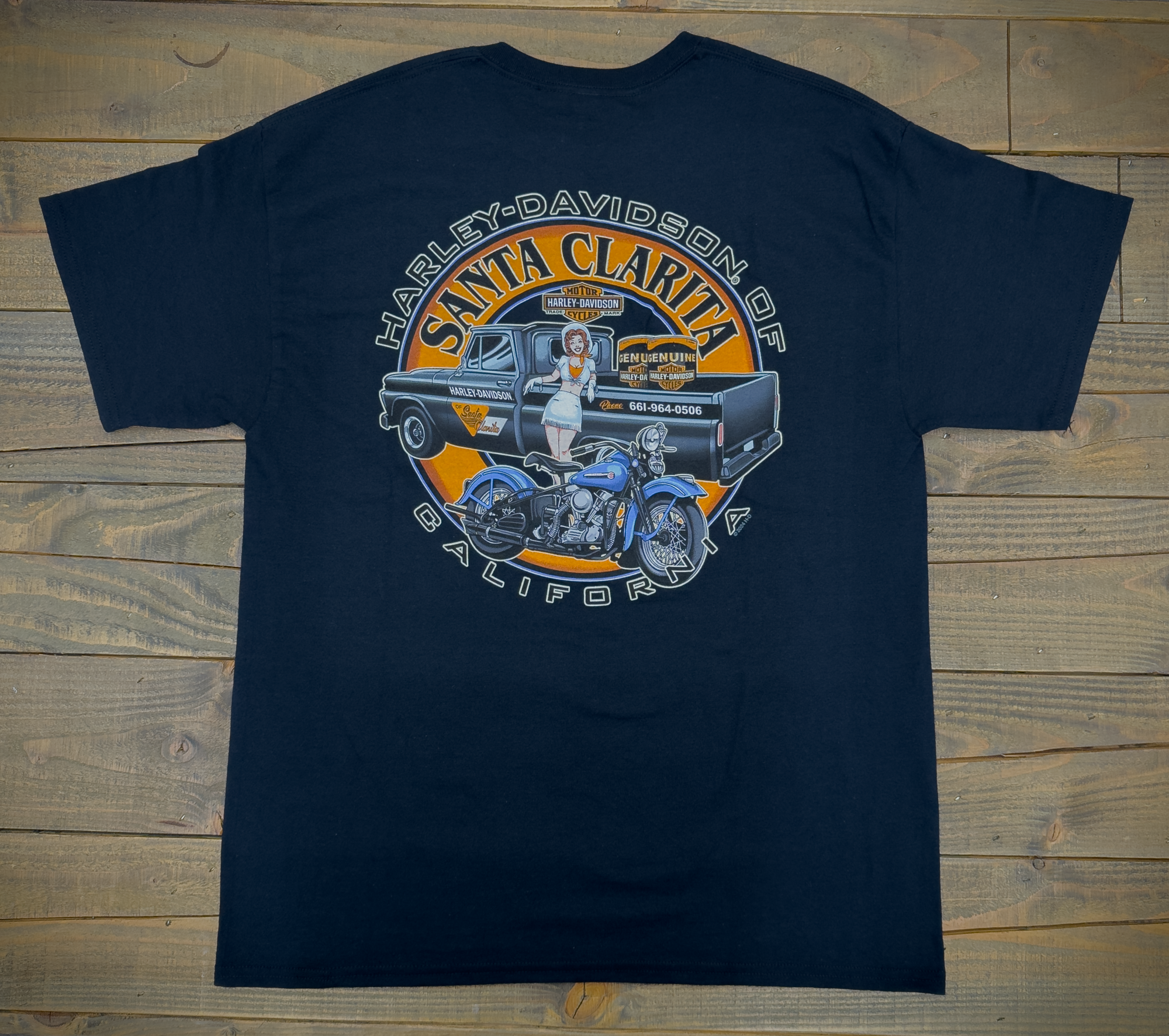 Santa Clarita Harley-Davidson® Black Pin-Up Truck T-Shirt Back