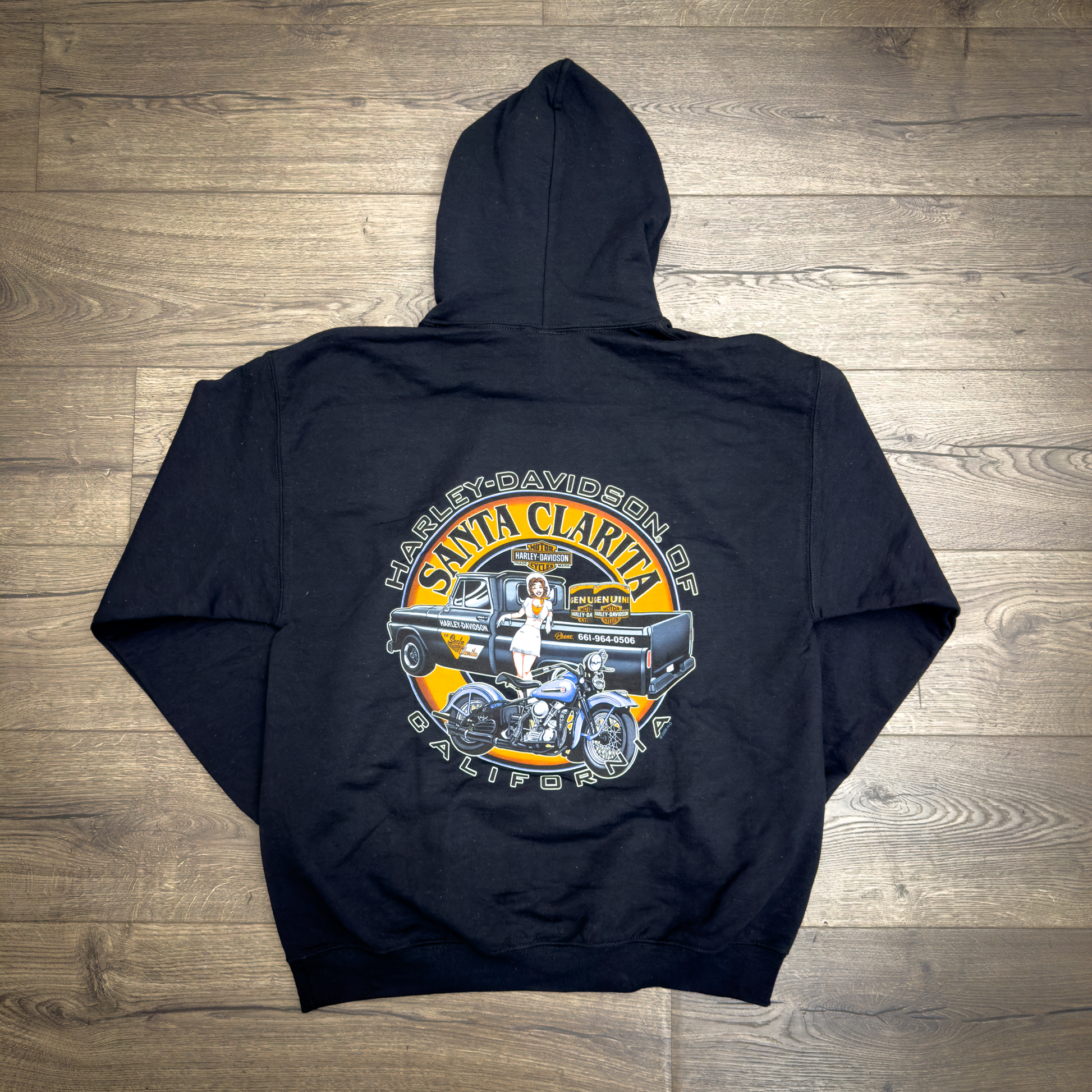 Santa Clarita Harley-Davidson® Black Pin Up Truck Pullover Hoodie Back