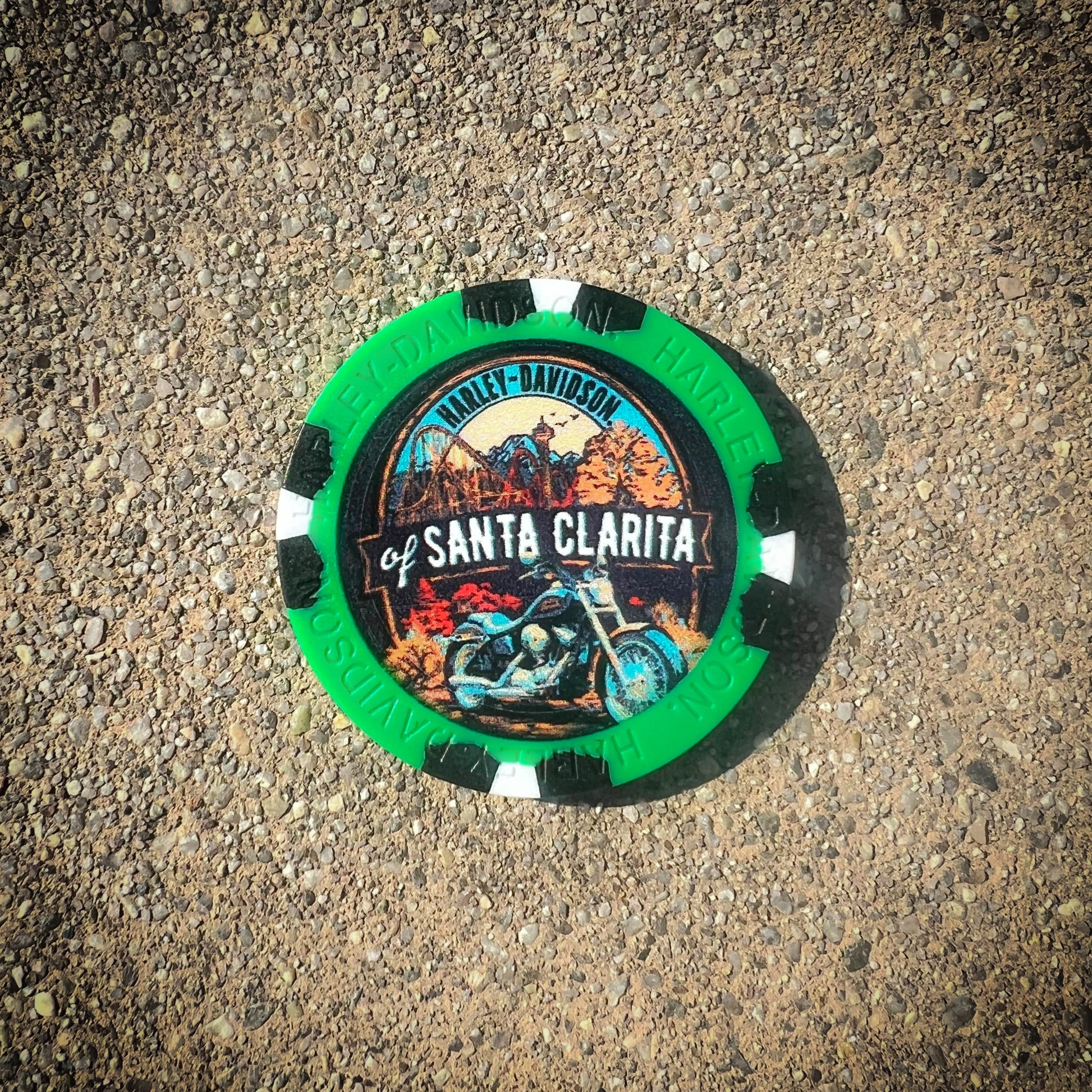 Santa Clarita Harley-Davidson® Green Random Color Poker Chip Front