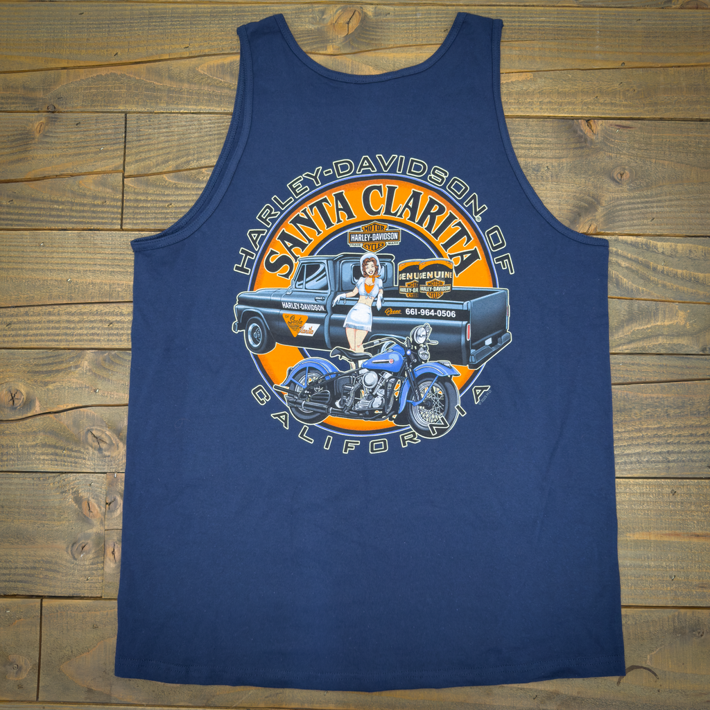 Santa Clarita Harley-Davidson® Navy Pin Up Truck Tank Top Back