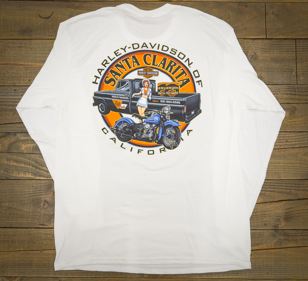 Santa Clarita Harley-Davidson® White Pin-Up Truck Long Sleeve T-Shirt
