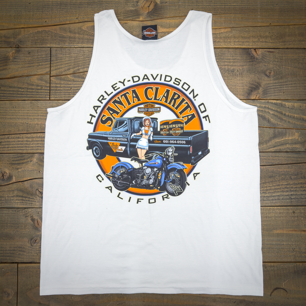 Santa Clarita Harley-Davidson® White Pin Up Truck Tank Top Back