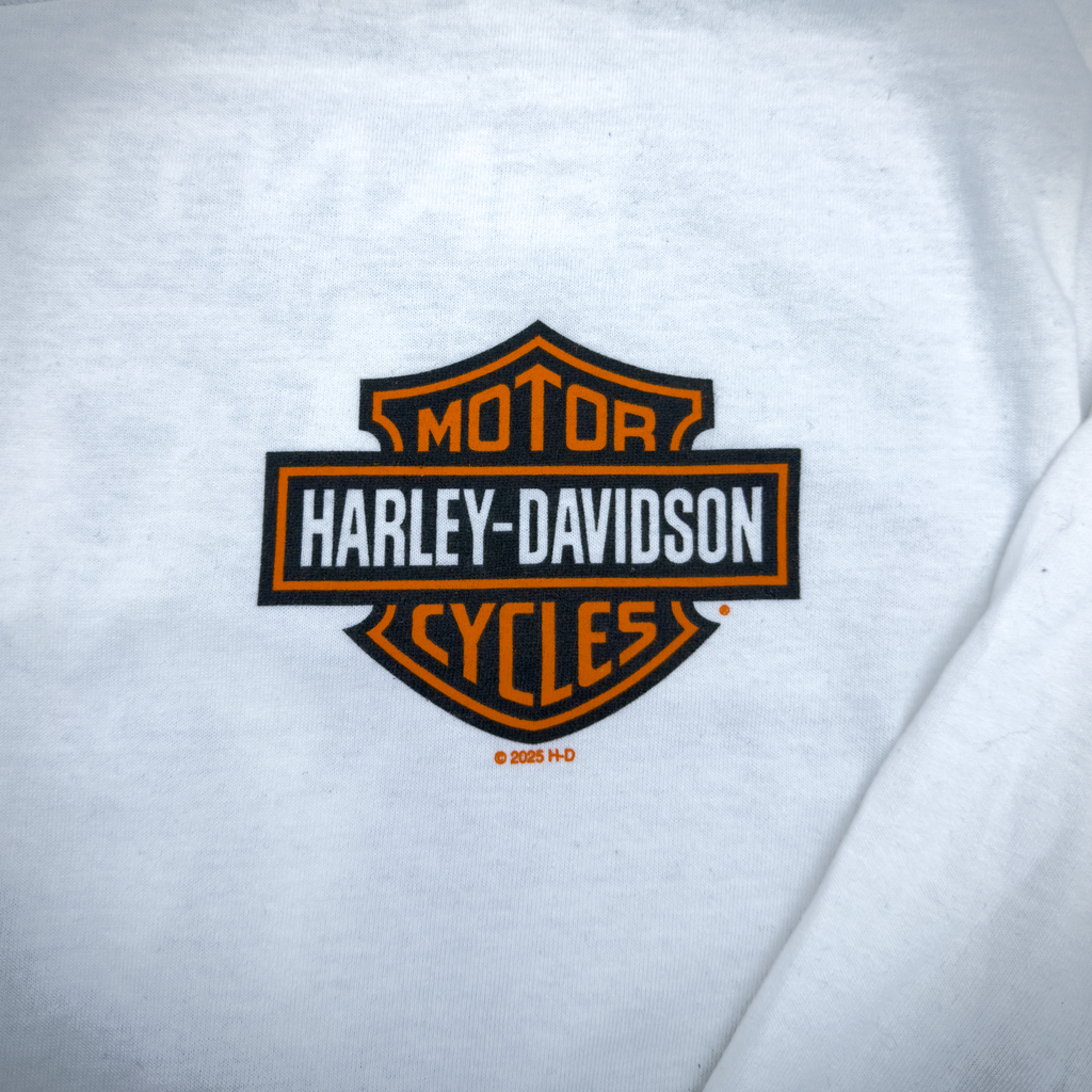 Santa Clarita Harley-Davidson® White RP1000 Long Sleeve T-Shirt Front Design