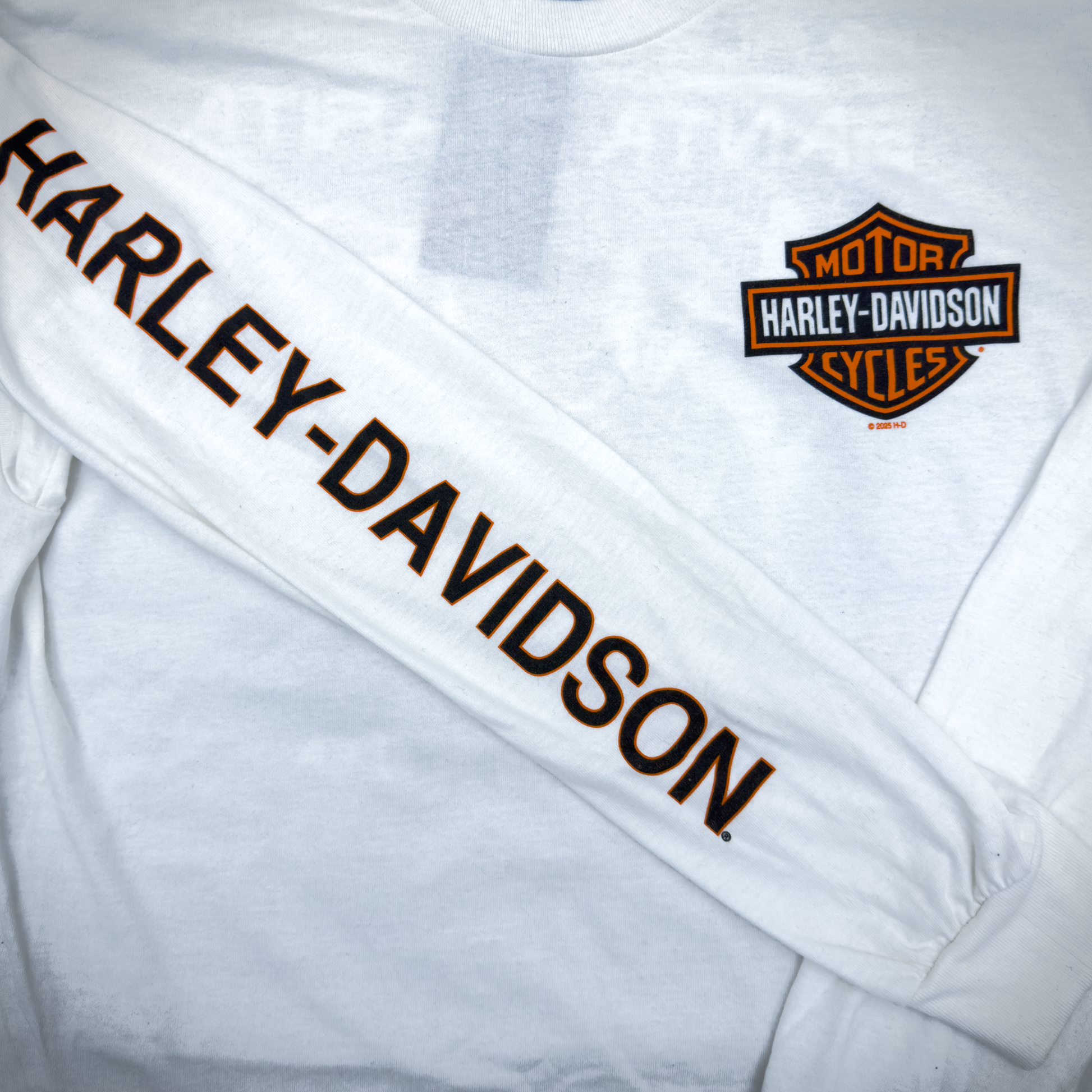 Santa Clarita Harley-Davidson® White RP1000 Long Sleeve T-Shirt Sleeve Design