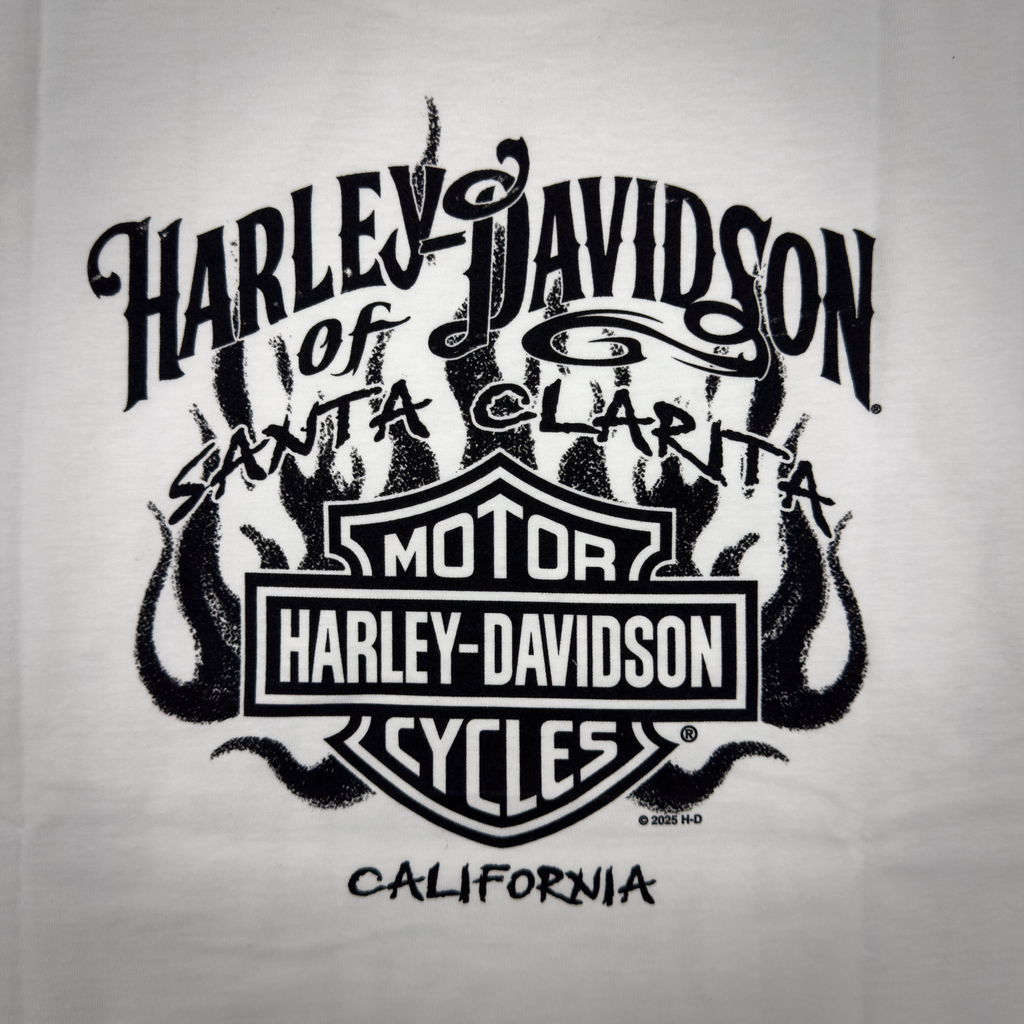 Santa Clarita Harley-Davidson® White Rad Racer T-Shirt Back Design