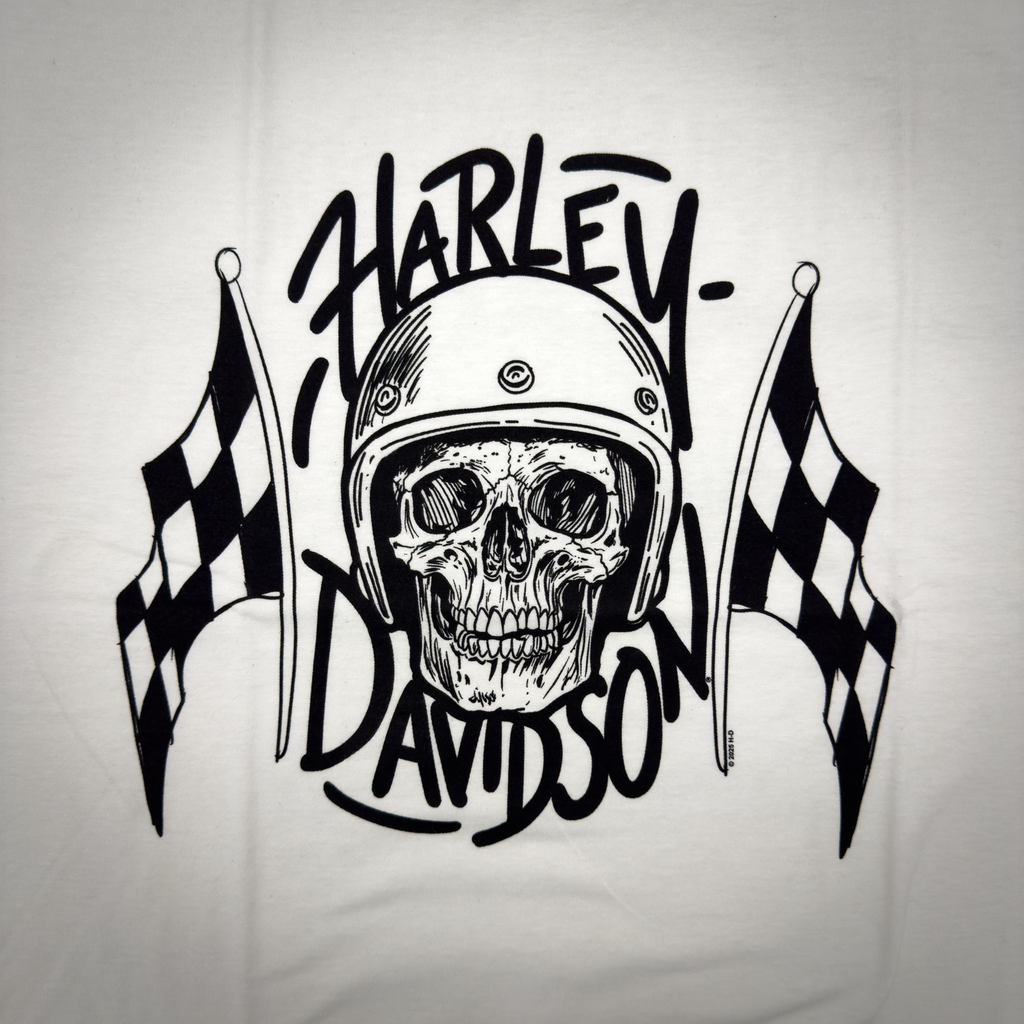 Santa Clarita Harley-Davidson® White Rad Racer T-Shirt Front Design