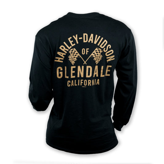 Harley-Davidson® of Glendale Shirt Long Sleeve Gold Racer Black