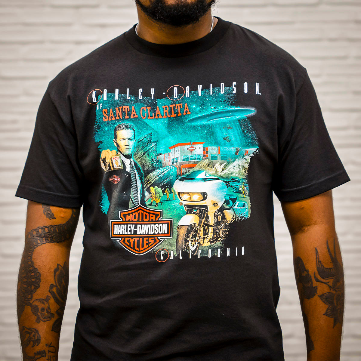 Harley-Davidson® of Santa Clarita Shirt Short Sleeve UFO Detective Files Black
